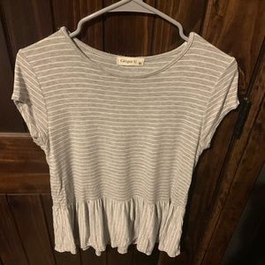 Gray and white striped top
